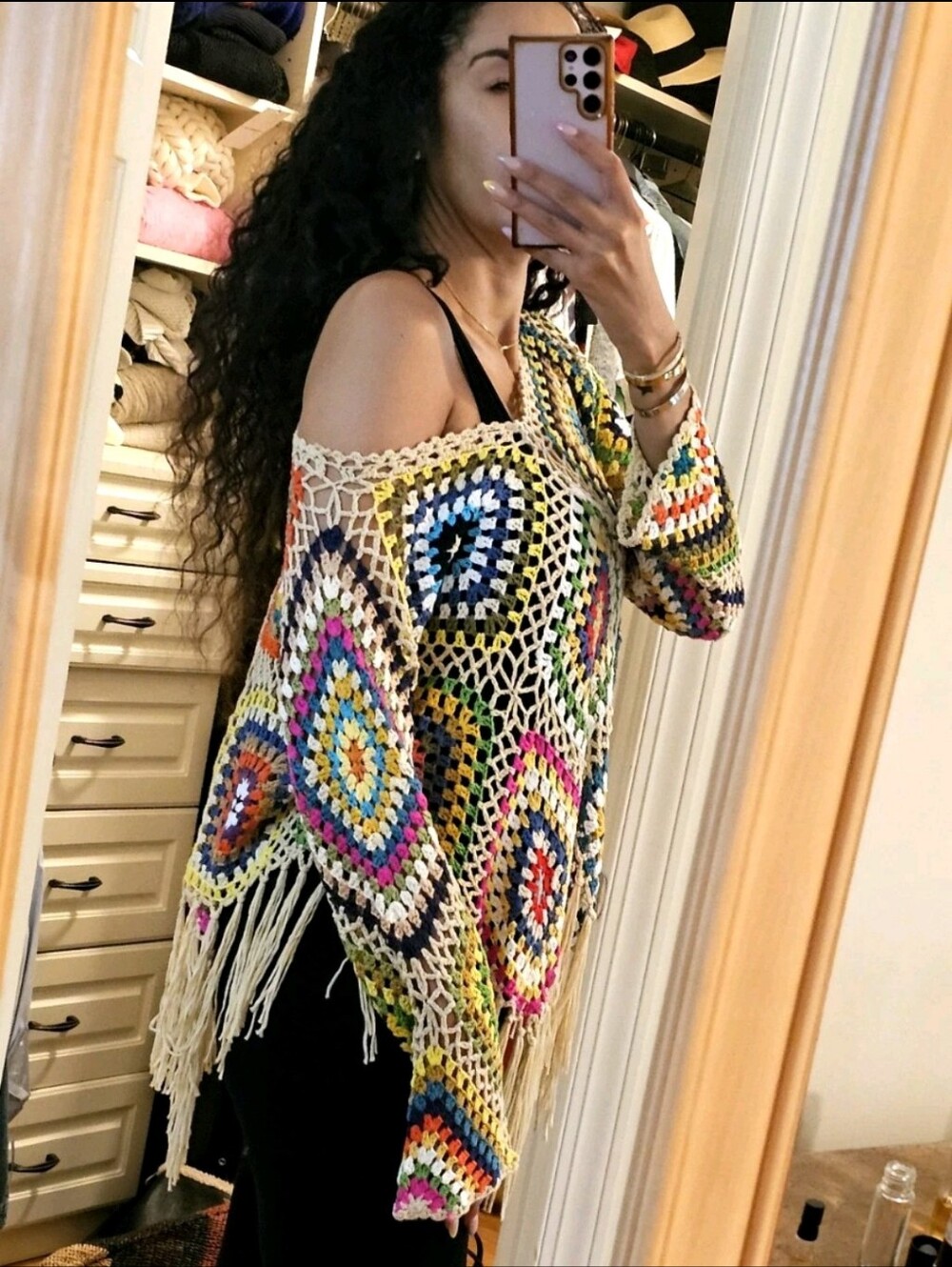 Blakeley Colorful Open Knit Fringe Poncho NWOT-walker rose-neverfullydressed - Picture 11 of 11